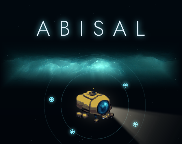 ABISAL: a small yellow probe with a blue eye, lit by its own lamp in a dark ocean